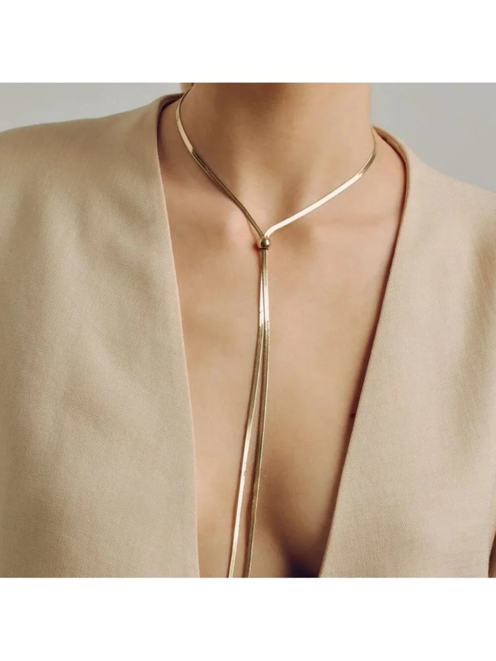 New! Gold 18K Gold Plated Lariat Adjustable Long Necklace NWOT (3041)